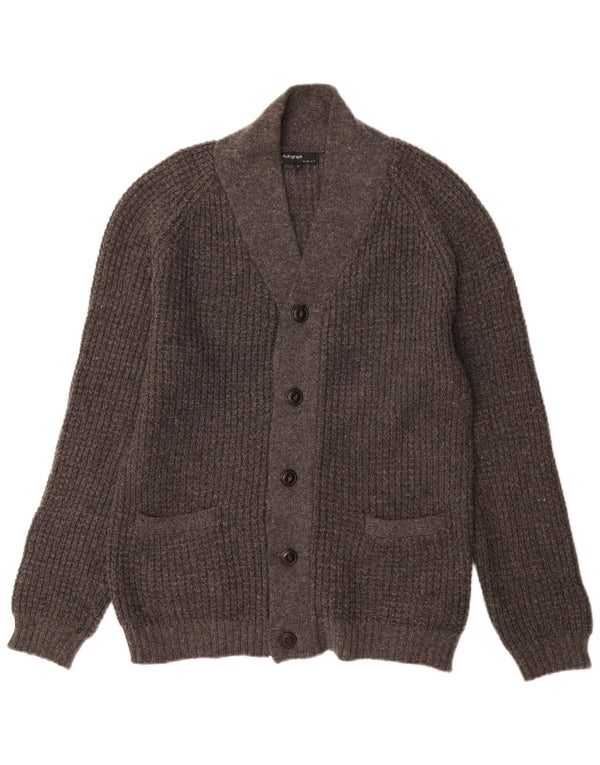 Marks & Spencer Mens Autograph Slim Fit Cardigan Sweater Medium Grey Wool