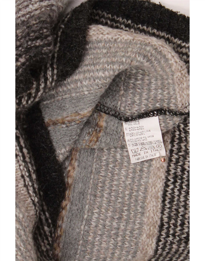 Marlboro Classics Mens V-Neck Jumper Sweater 2XL Grey Striped Wool