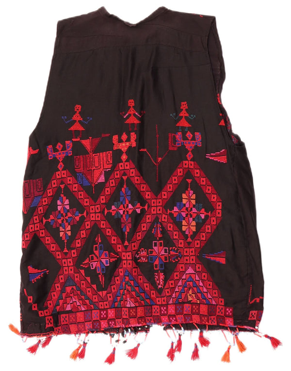 Vintage Womens Waistcoat UK 14 Medium Multicoloured Geometric Aztec