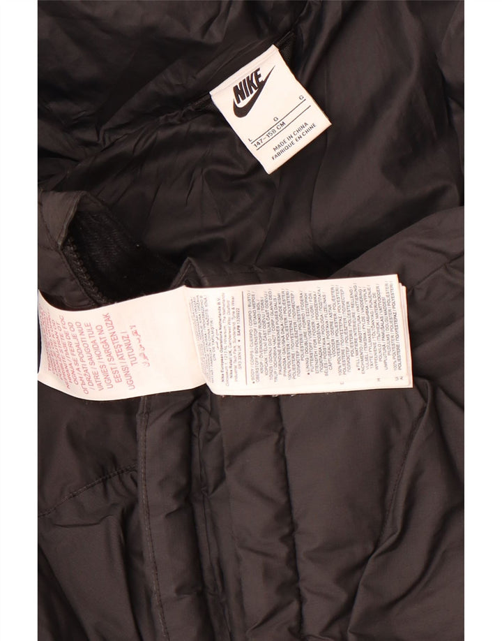 Nike Boys Hooded Padded Jacket 12-13 Years Large Black Polyester