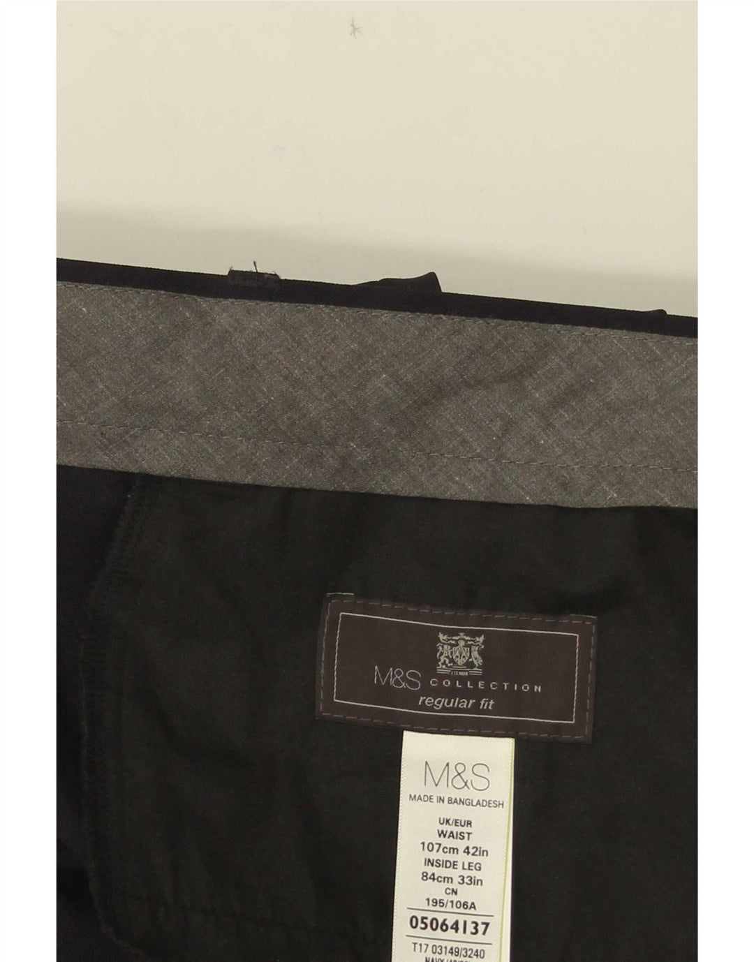 Marks & Spencer Mens Straight Regular Fit Suit Trousers W42 L29 Black