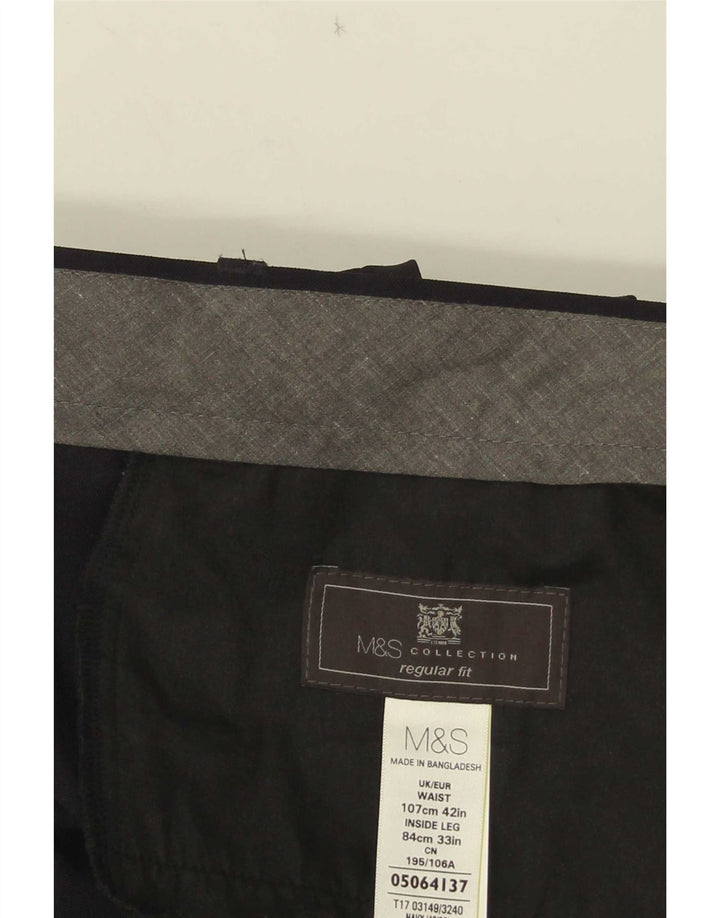 Marks & Spencer Mens Straight Regular Fit Suit Trousers W42 L29 Black