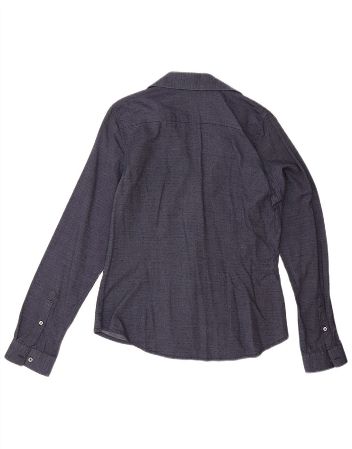 Carrera Womens Shirt UK 12 Medium Navy Blue Spotted