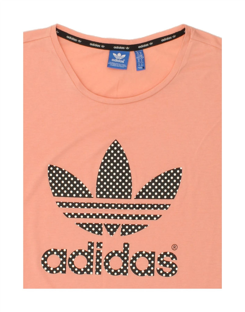 ADIDAS Womens Graphic T-Shirt Top UK 14 Large Pink Polyester Vintage Adidas and Second-Hand Adidas from Messina Hembry 
