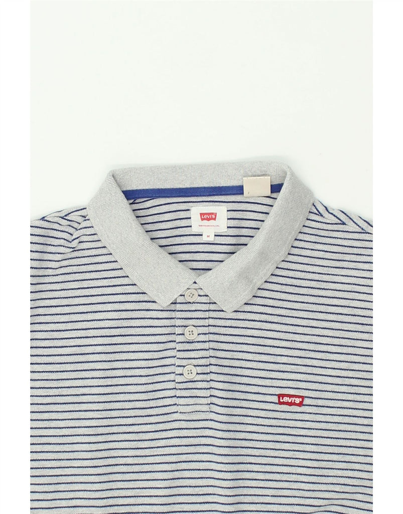 LEVI'S Mens Polo Shirt Medium Grey Striped Cotton | Vintage Levi's | Thrift | Second-Hand Levi's | Used Clothing | Messina Hembry 