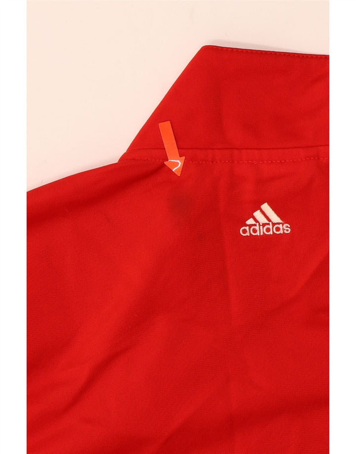 ADIDAS Boys Tracksuit Top Jacket 13-14 Years Red Colourblock Polyester