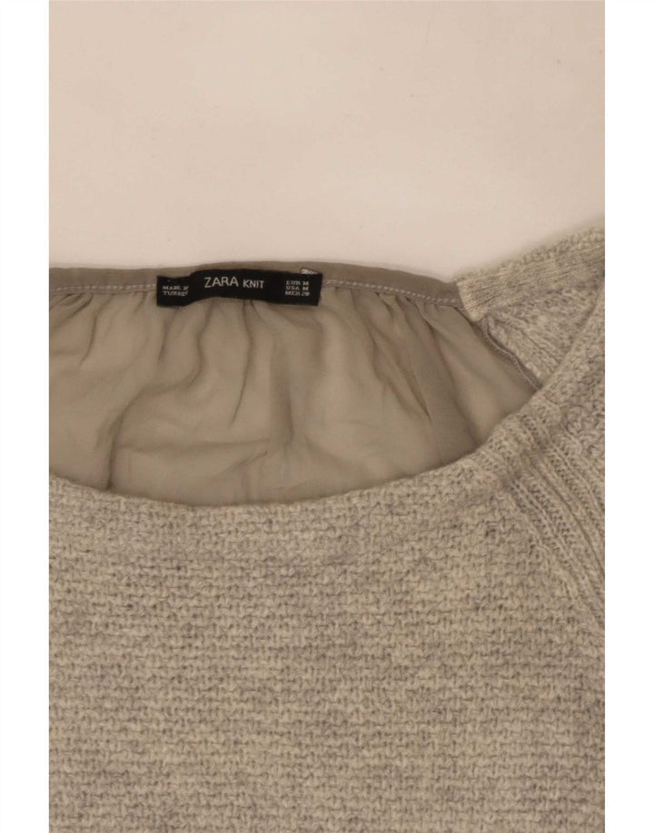 Zara Womens Top Long Sleeve UK 12 Medium Grey