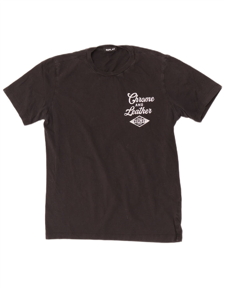 Replay Boys Graphic T-Shirt Top 13-14 Years Medium Black Cotton