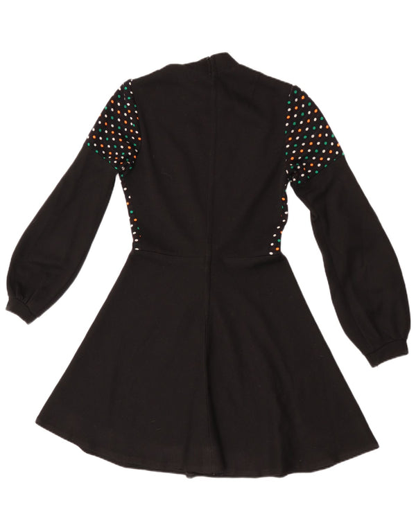 Vintage Womens Long Sleeve Jumper Dress IT 44 Medium Black Spotted