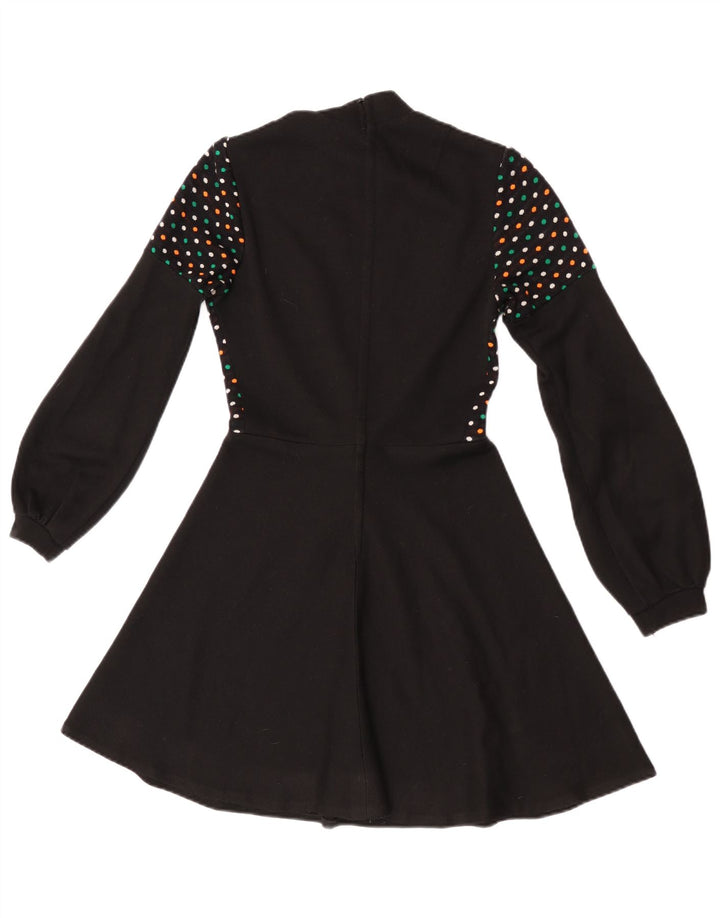 Vintage Womens Long Sleeve Jumper Dress IT 44 Medium Black Spotted