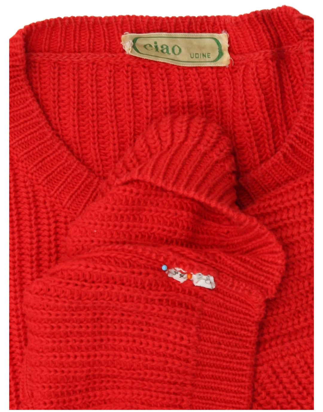 Ciao Womens Crop Crew Neck Jumper Sweater IT 44 Medium Red Cotton