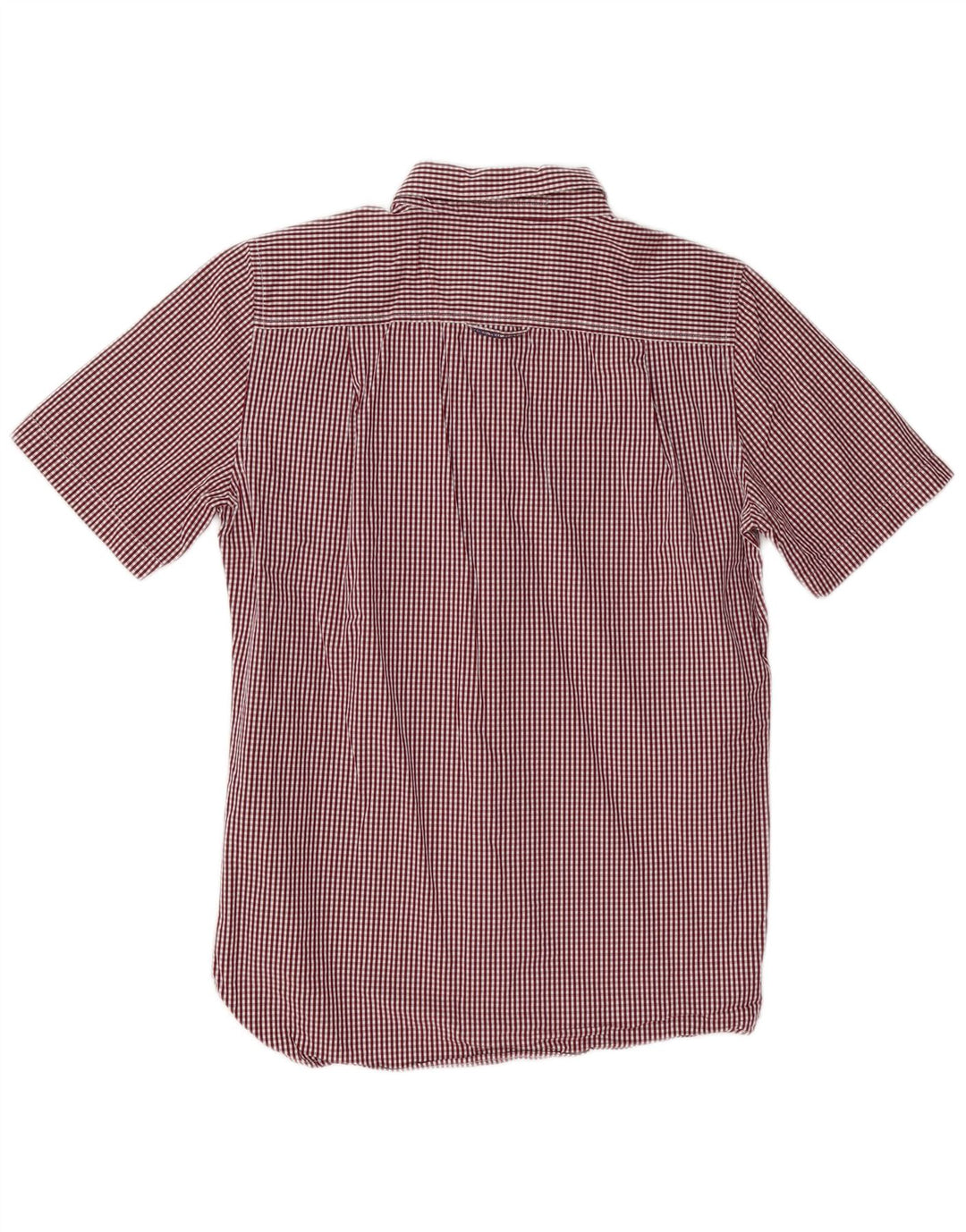 Superdry Mens Short Sleeve Shirt Medium Burgundy Gingham Cotton