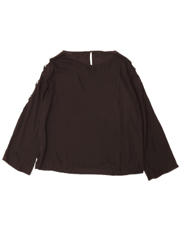 Lipsy Womens Long Sleeve Blouse Top UK 16 Large Black Polyester