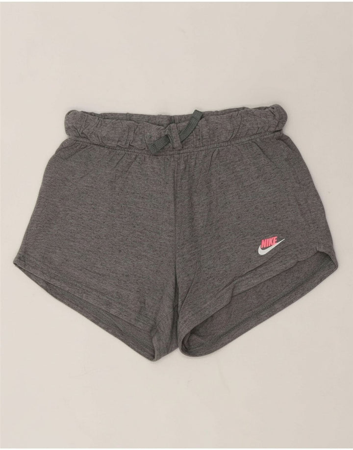 NIKE Girls Sport Shorts 10-11 Years Medium Grey Cotton