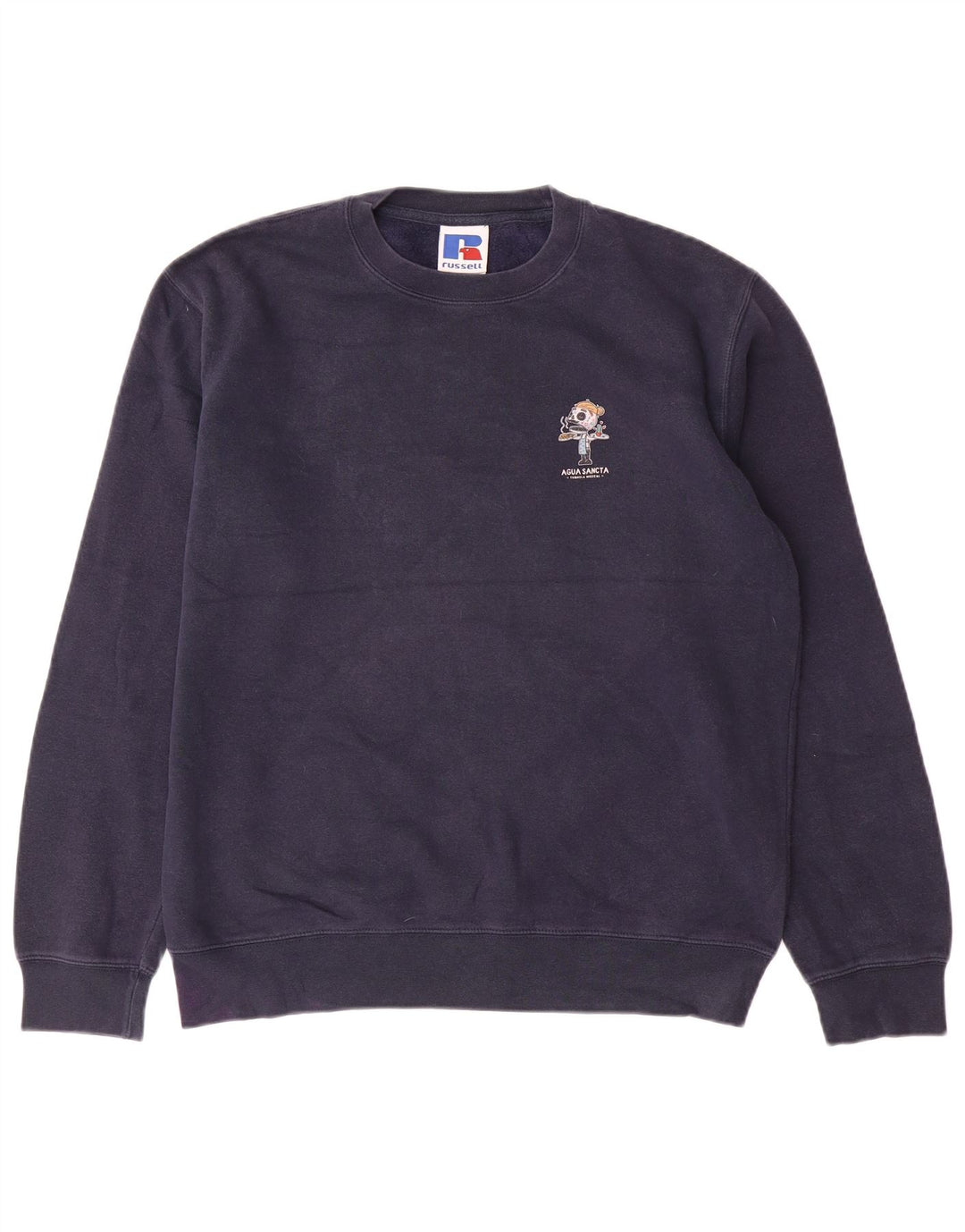 RUSSELL ATHLETIC Mens Graphic Sweatshirt Jumper Small Navy Blue Cotton