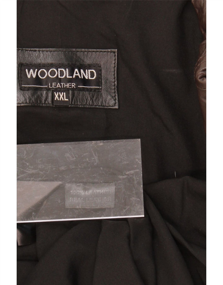 WOODLAND Mens Leather Jacket UK 44 2XL Black Leather Vintage Woodland and Second-Hand Woodland from Messina Hembry 