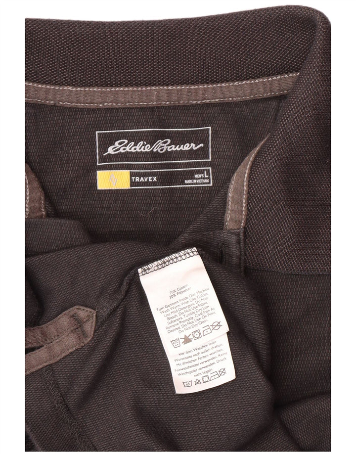 EDDIE BAUER Mens Polo Shirt Large Grey Cotton