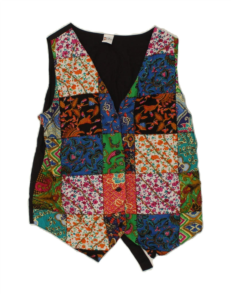 VINTAGE Womens Waistcoat EU 38/40 Medium Multicoloured Patchwork Cotton | Vintage Vintage | Thrift | Second-Hand Vintage | Used Clothing | Messina Hembry 