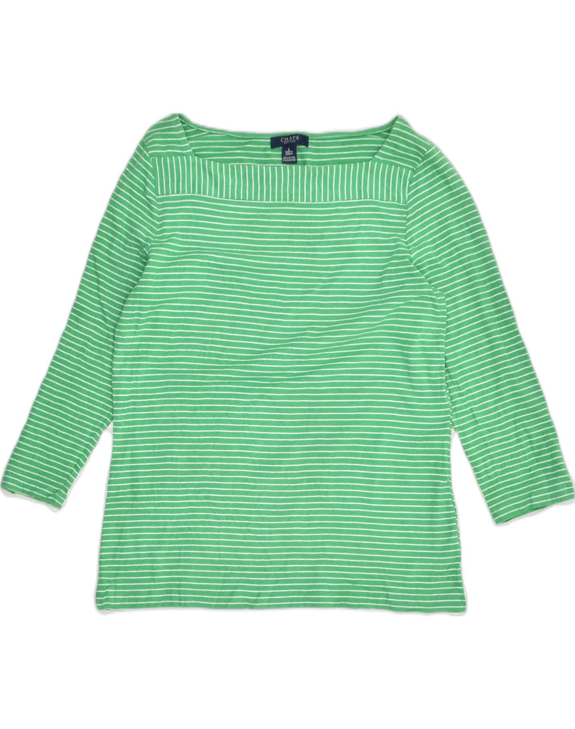 CHAPS Womens Top 3/4 Sleeve UK 14 Large Green Striped Cotton | Vintage Chaps | Thrift | Second-Hand Chaps | Used Clothing | Messina Hembry 