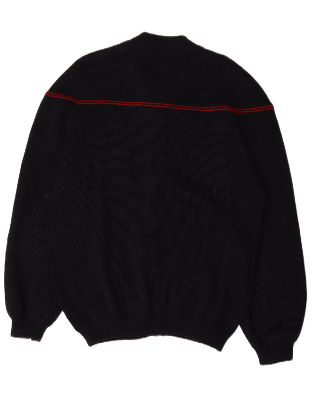 Vintage Mens Full Zip Cardigan Sweater Large Navy Blue Striped