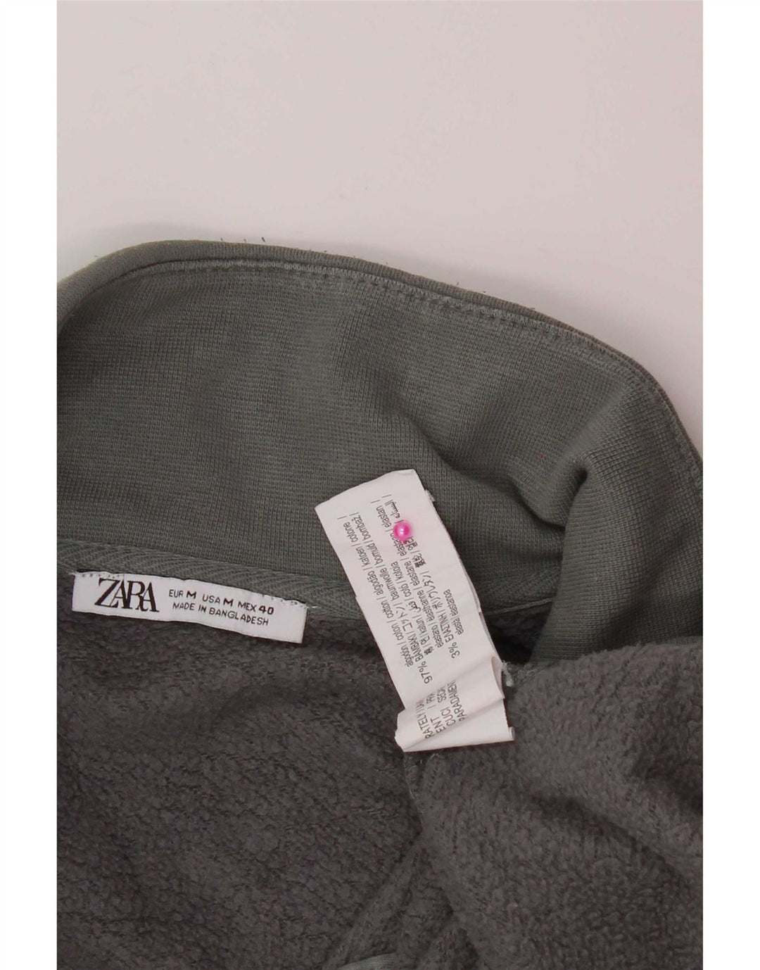 Zara Mens Zip Neck Sweatshirt Jumper Medium Grey Cotton