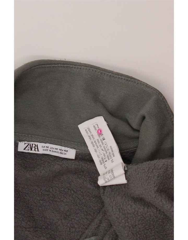 Zara Mens Zip Neck Sweatshirt Jumper Medium Grey Cotton