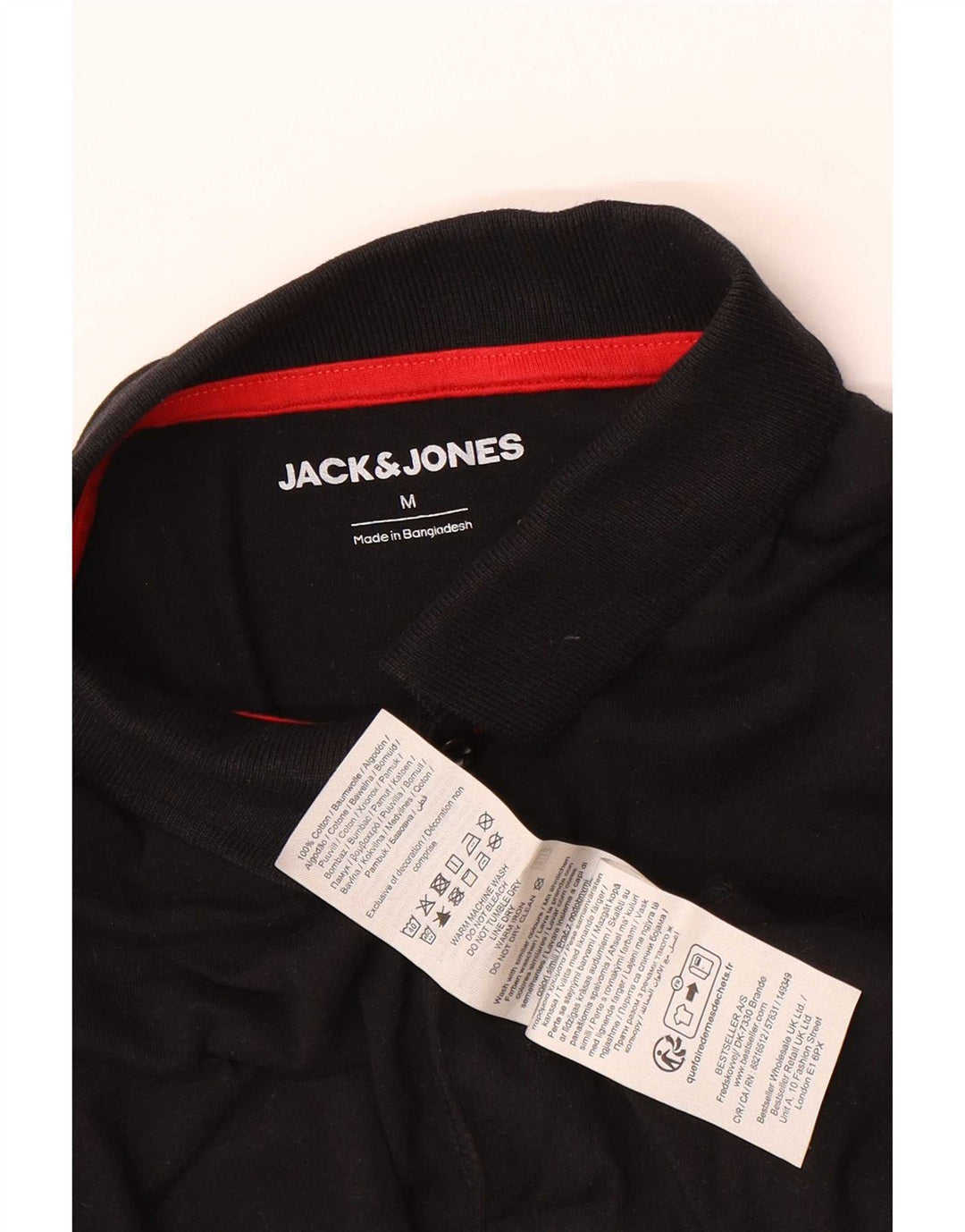 Jack & Jones Mens Polo Shirt Medium Black Cotton