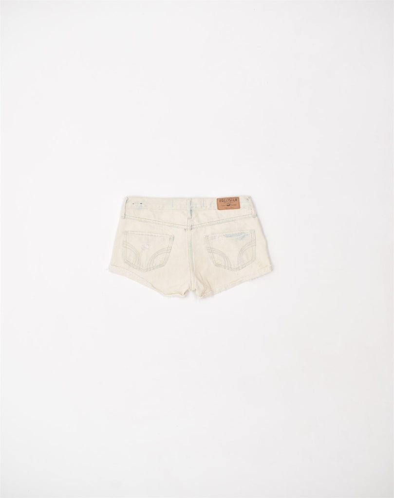 HOLLISTER Womens Distressed Denim Hot Pants W26 Small Off White Cotton | Vintage | Thrift | Second-Hand | Used Clothing | Messina Hembry 