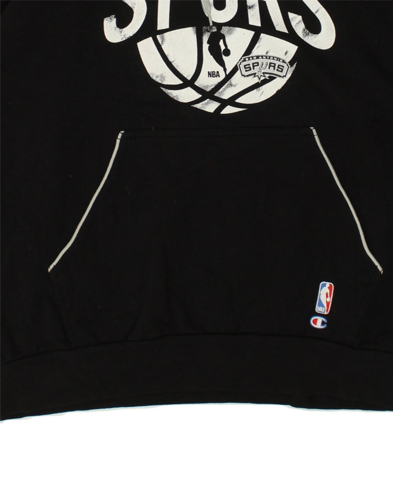 CHAMPION Mens San Antonio Spurs Graphic Hoodie Jumper XL Black Cotton | Vintage Champion | Thrift | Second-Hand Champion | Used Clothing | Messina Hembry 