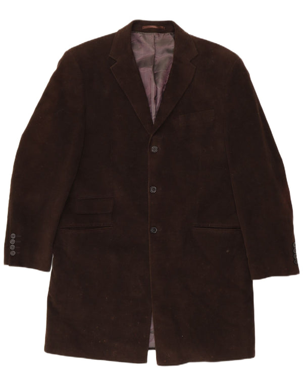 French Connection Mens Overcoat UK 40 Large Brown Cotton