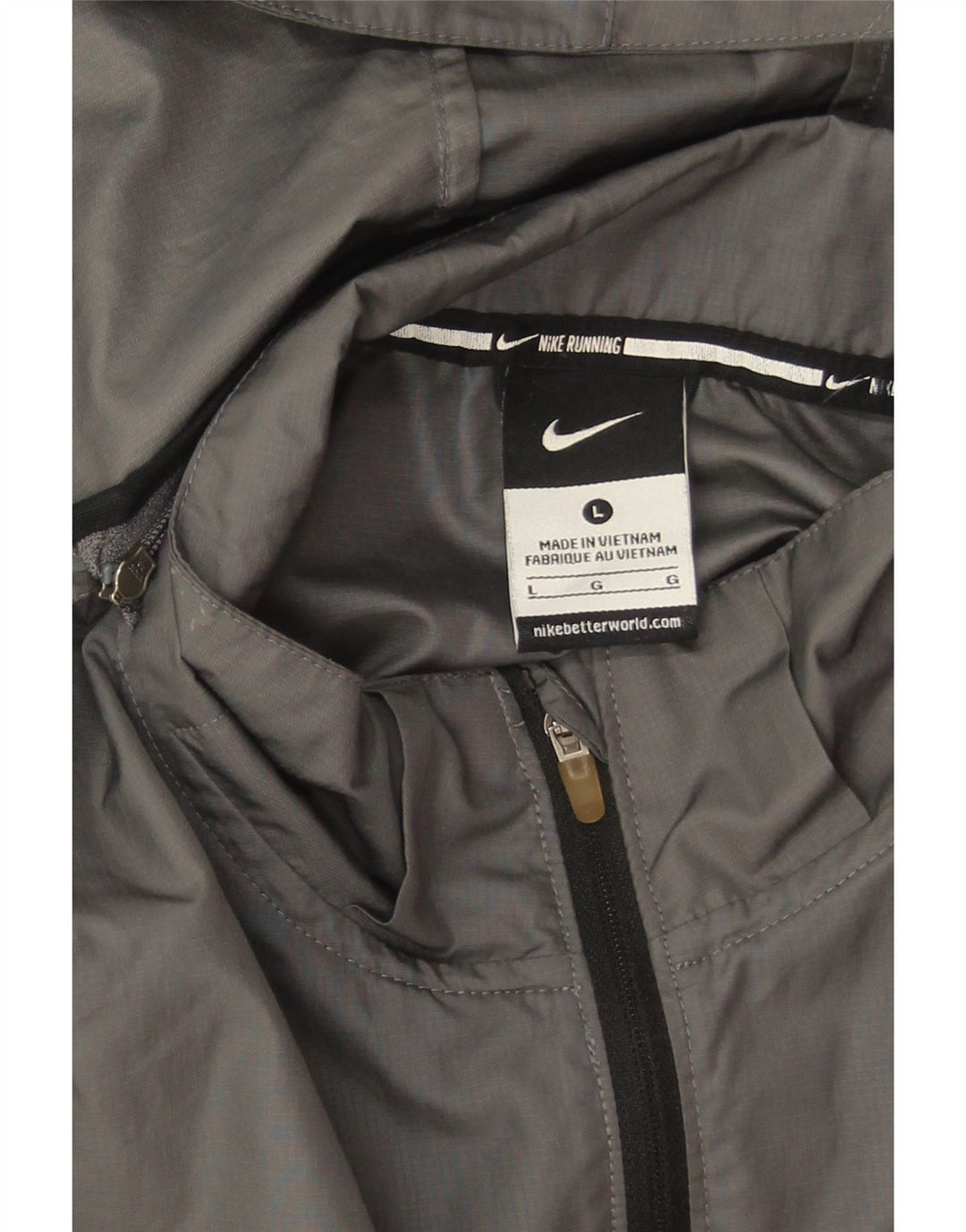 Nike Womens Hooded Rain Jacket UK 16 Large Grey Colourblock Polyester