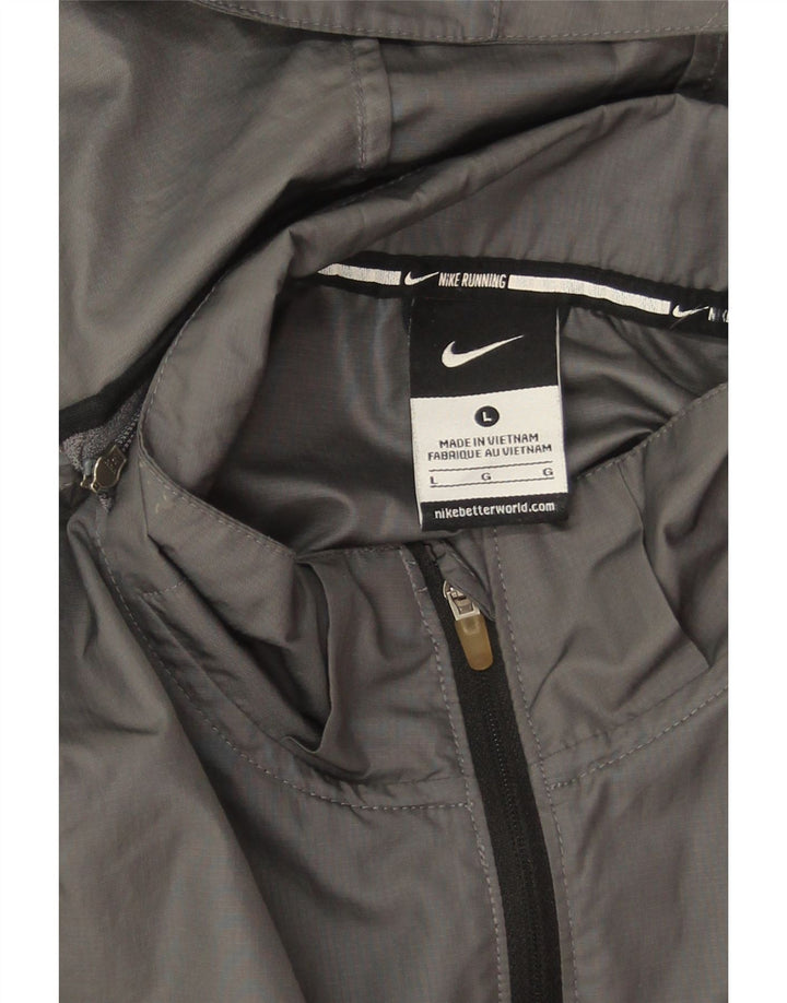 Nike Womens Hooded Rain Jacket UK 16 Large Grey Colourblock Polyester
