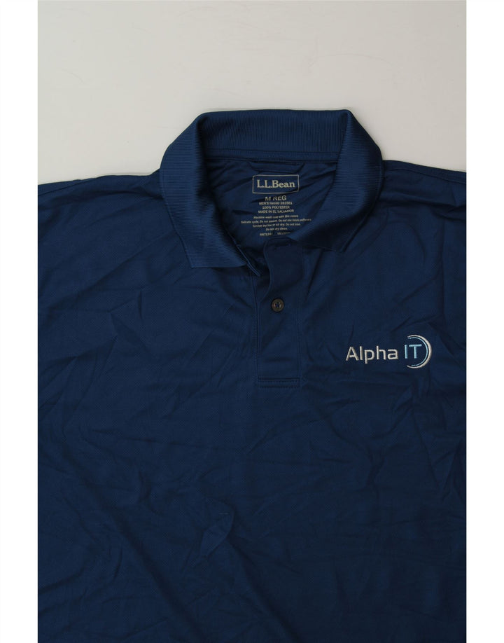 L.L.BEAN Mens Polo Shirt Medium Navy Blue Polyester Vintage L.L.Bean and Second-Hand L.L.Bean from Messina Hembry 