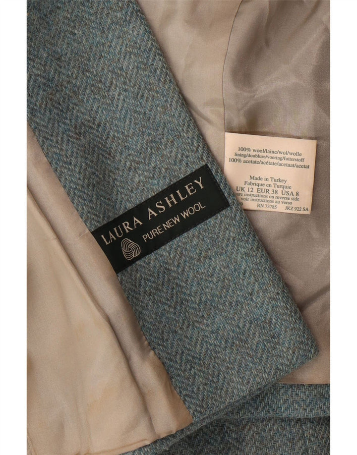 LAURA ASHLEY Womens Crop 3 Button Blazer Jacket UK 12 Medium  Blue Wool
