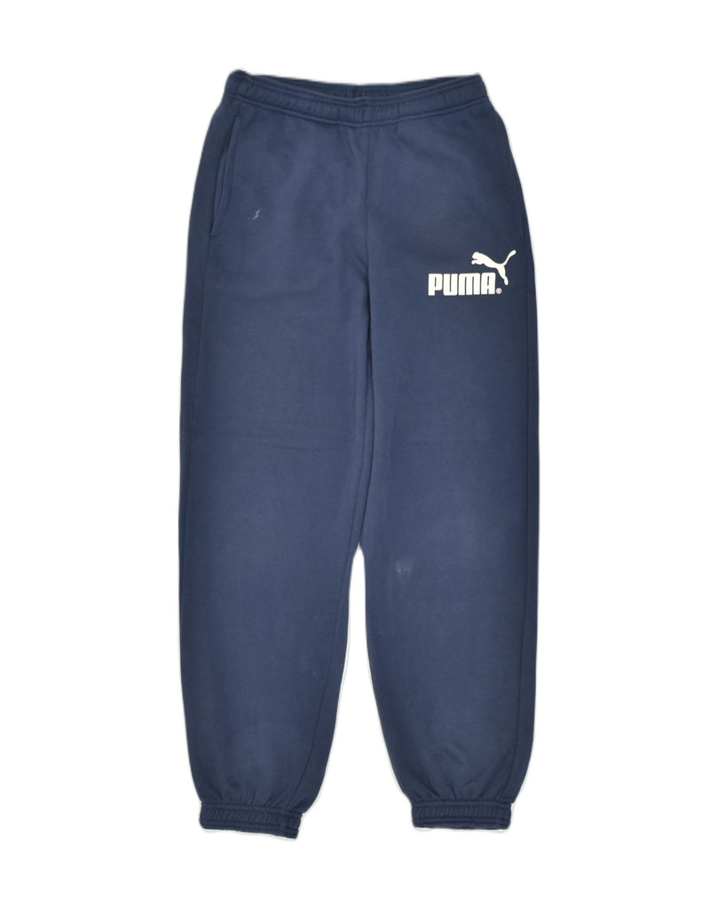 PUMA Womens Graphic Tracksuit Trousers Joggers UK 12 Medium Navy Blue | Vintage | Thrift | Second-Hand | Used Clothing | Messina Hembry 