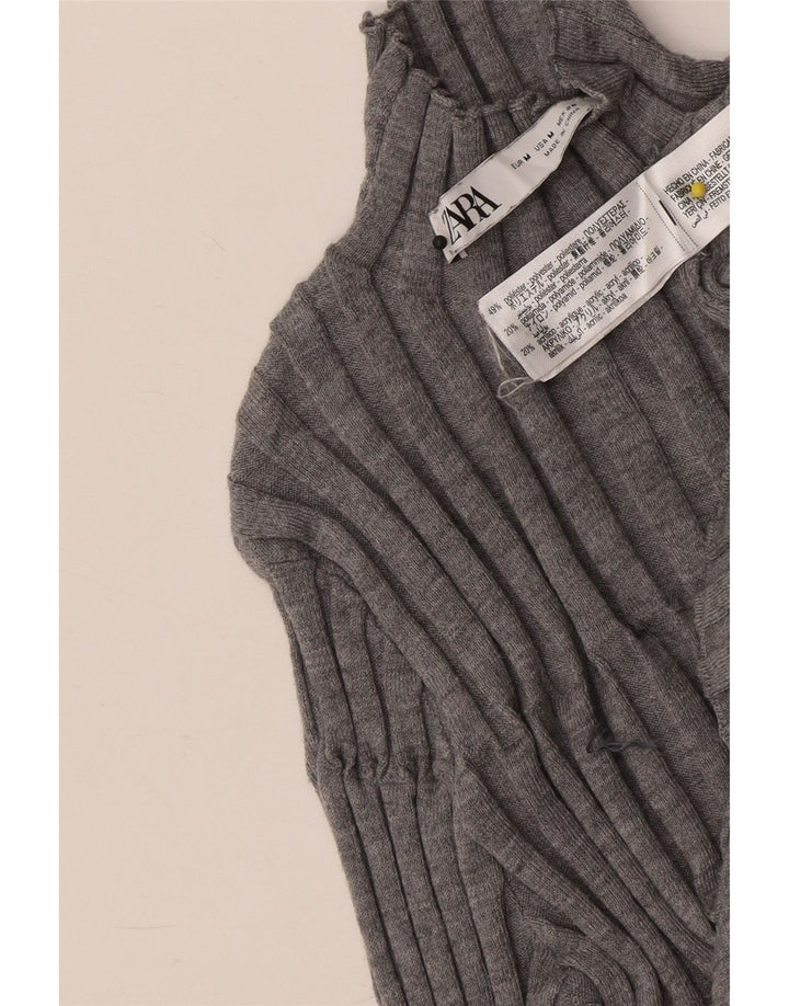 Zara Womens Turtle Neck Jumper Sweater UK 12 Medium Grey Polyester