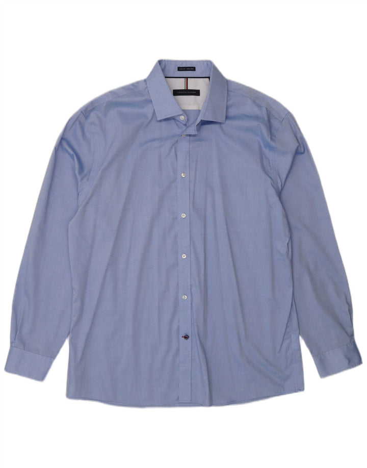 Tommy Hilfiger Mens Slim Fit Shirt Size 16 Large Blue