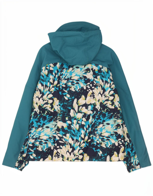 Columbia Womens Hooded Windbreaker Jacket UK 10 Small Blue Floral Polyester