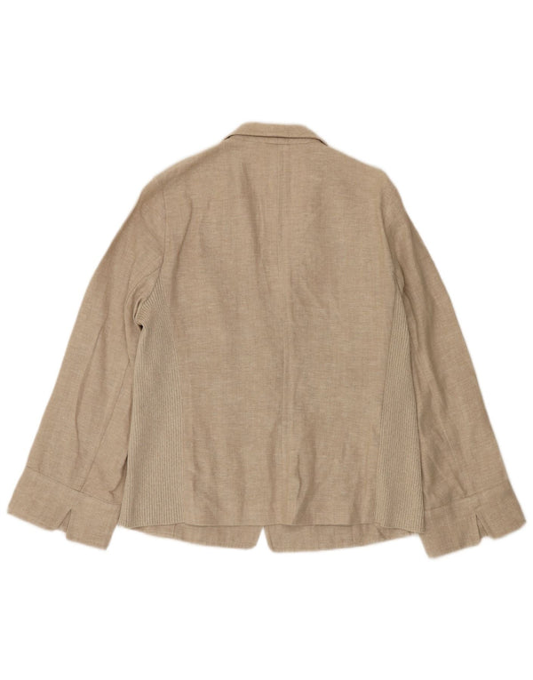 Paolo Tonali Womens 1 Button Blazer Jacket UK 12 Medium Beige Linen