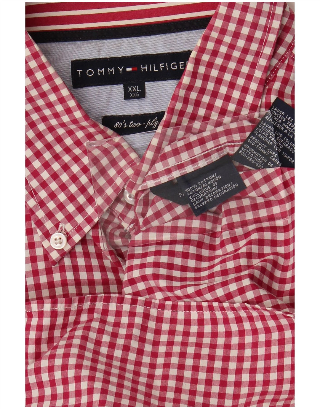 Tommy Hilfiger Mens Shirt 2XL Red Gingham Cotton