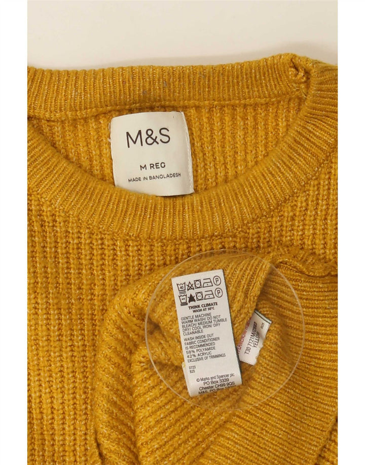 Marks & Spencer Mens Crew Neck Jumper Sweater Medium Yellow Polyamide