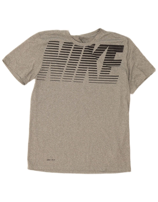 Nike Mens Dri Fit Graphic T-Shirt Top Medium Grey Polyester