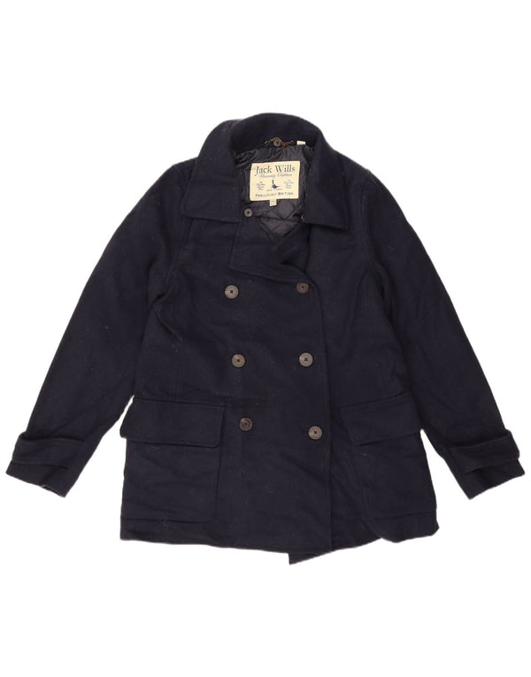 Jack Wills Womens Pea Coat UK 12 Medium Navy Blue Wool