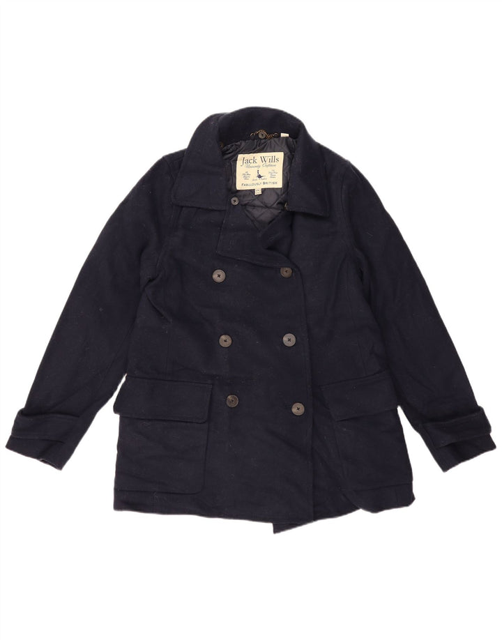 Jack Wills Womens Pea Coat UK 12 Medium Navy Blue Wool