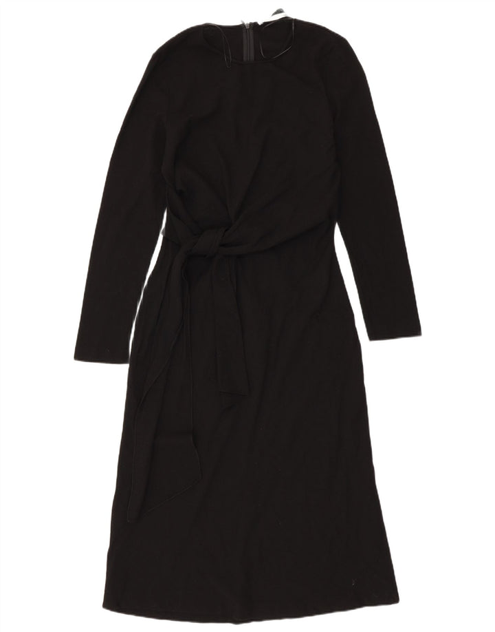 ZARA Womens Long Sleeve Maxi Dress UK 12 Medium Black Wool