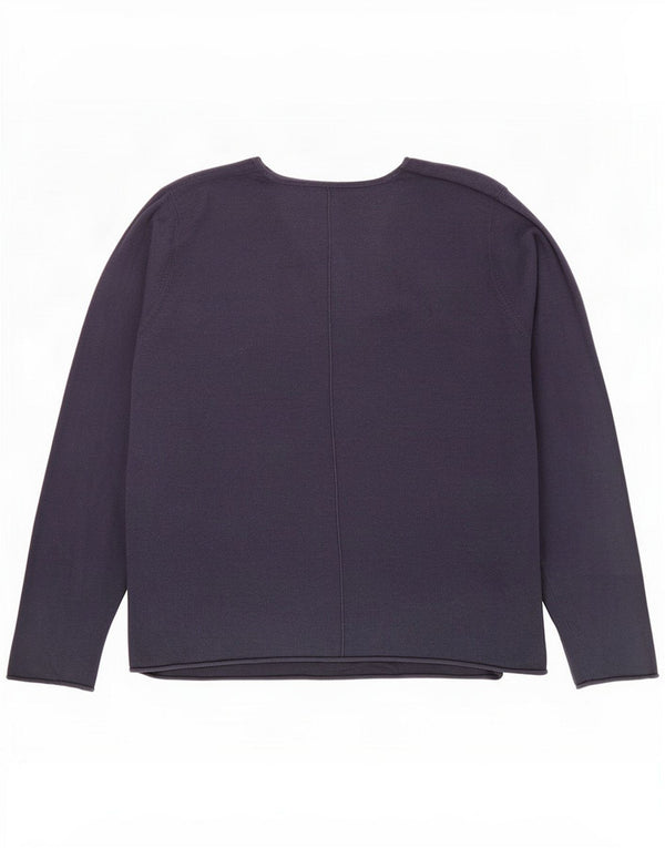 The White Company Womens V-Neck Jumper Sweater UK 14 Large Navy Blue Cotton