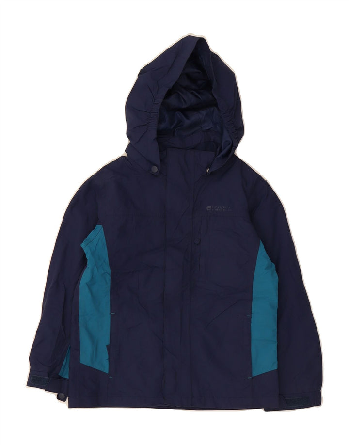 MOUNTAIN WAREHOUSE Boys Hooded Rain Jacket 5-6 Years Navy Blue Colourblock Vintage Mountain Warehouse and Second-Hand Mountain Warehouse from Messina Hembry 