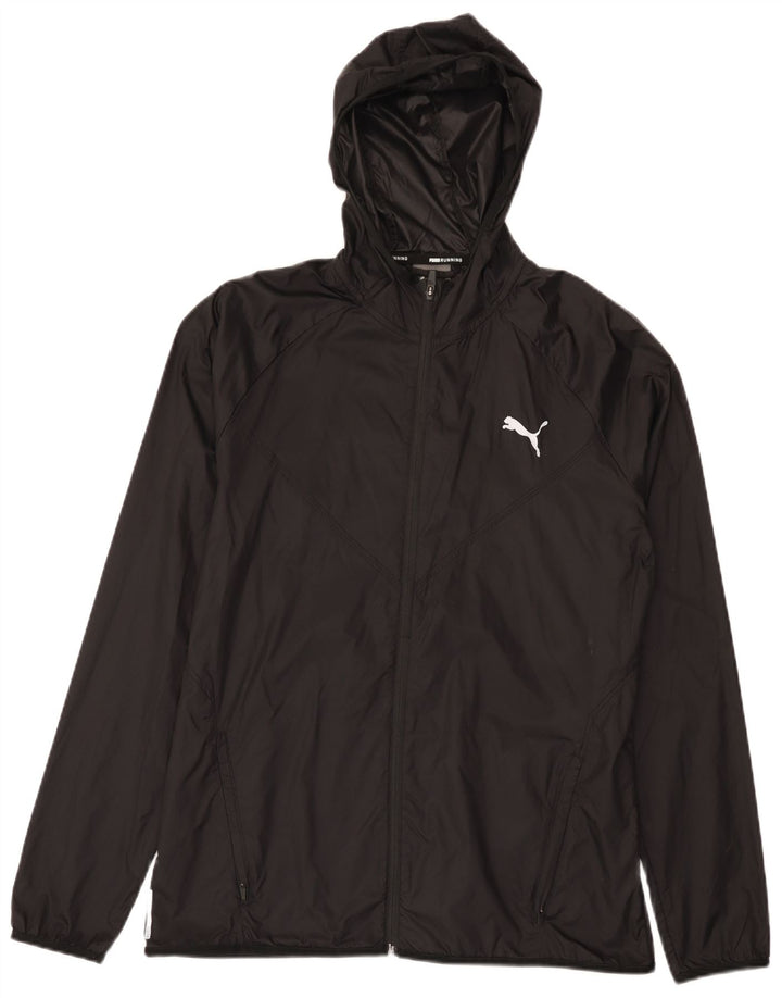 Puma Mens Running Hooded Tracksuit Top Jacket Medium Black Nylon