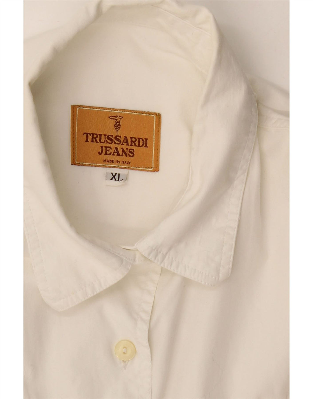 TRUSSARDI JEANS Mens Shirt XL White Cotton Vintage Trussardi Jeans and Second-Hand Trussardi Jeans from Messina Hembry 