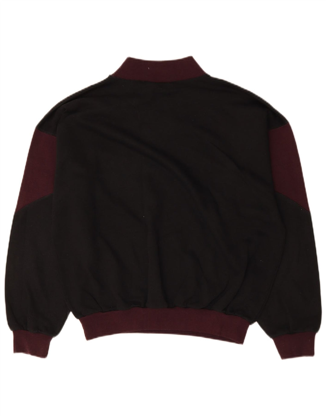 Vintage Mens Sweatshirt Jumper Medium Black Colourblock Cotton